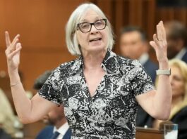 加拿大就業及家庭事務部長 Patty Hajdu 在國會發言。