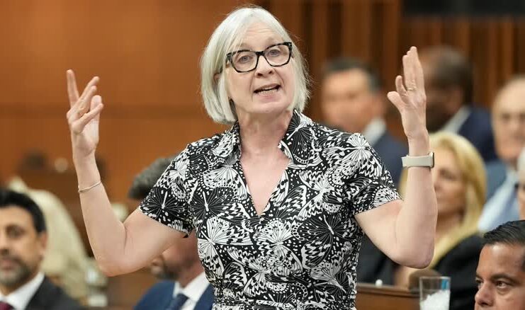 加拿大就業及家庭事務部長 Patty Hajdu 在國會發言。