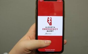 Alberta Emergency Alert 應用程式畫面