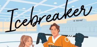 A book cover that's titled "Icebreaker: a novel" that also says "New York Times bestseller" and features a figure skater and a hockey player looking at each other.