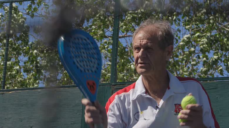 Stamile teaches padel to new players every weekend at courts in the city's northwest.