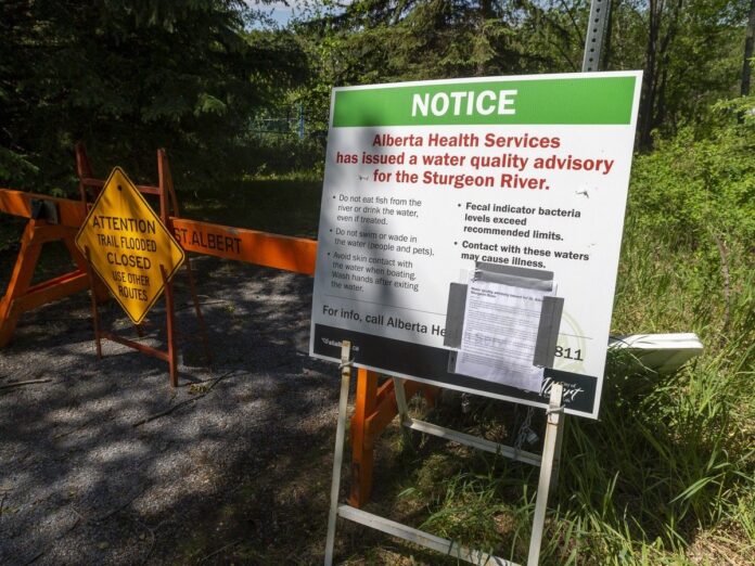 St. Albert 污水外洩後 Sturgeon River 受污染 AHS 籲避免接觸河水