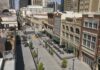 卡加利 Stephen Avenue 翻新後的市中心街景航拍。