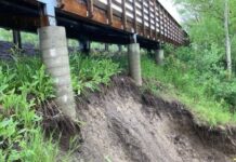 愛民頓河谷步道因雨勢受影響的畫面
