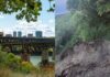 暴雨致High Level Bridge西側行人路斜坡受損 愛民頓暫封至少三日 High Level Bridge 近 Ezio Faraone Park 斜坡受損情況