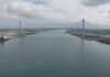 Gordie Howe International Bridge 橫跨底特律河的橋身外觀。