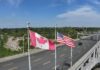 安省與紐約州之間的 Lewiston-Queenston Bridge 國際關口車流。