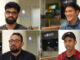 A collage of four people all mic'd up and ready to share their views.