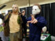 圖片來源：Abby Cole/CBC。Andre Sparkes, also known as Brute Squad Cosplay, and his son Nathan Sparkes spooked unexpecting patrons at N.L. Horror Con in St. John's on Sunday.