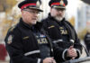 EPS Police Operations Chief Devin Laforce speaks about a reduction in crime and violence due to a focus on visible enforcement, during a press conference in Butler Memorial Park, Stony Plain Road and 158 Street, in Edmonton Wednesday Oct. 14, 2026. Photo by David Bloom