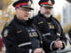 EPS Police Operations Chief Devin Laforce speaks about a reduction in crime and violence due to a focus on visible enforcement, during a press conference in Butler Memorial Park, Stony Plain Road and 158 Street, in Edmonton Wednesday Oct. 14, 2026. Photo by David Bloom
