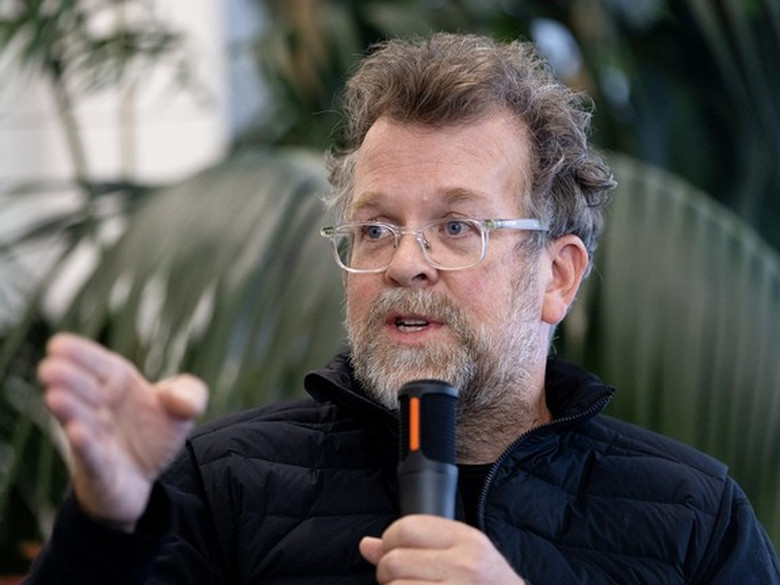 Architect D'Arcy Jones takes part in a panel discussion about infill housing at Edmonton's Stanley Milner Library, Thursday Oct. 15, 2026. Photo by David Bloom