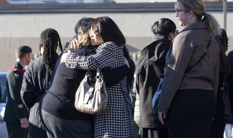 Mourners leave a funeral for Sgt. Morgan Wong at Park Memorial Funeral Home on Oct. 25 in Edmonton. Wong was one of the four Canadian Armed Forces members killed last week in the CFB Wainwright fire Photo by Greg Southam / 10113056A